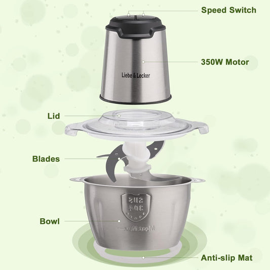 Picadora Eléctrica 850W – Cuchillas 360° para Carne y Alimentos Duros
