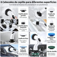 Cepillo Eléctrico 7 en 1 – Mango Ajustable y Cabezas Intercambiables